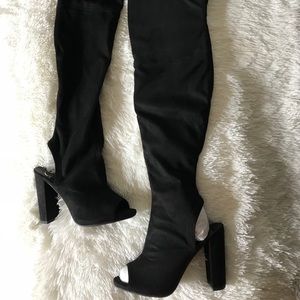 Brand New Black Suede Thigh High Boots